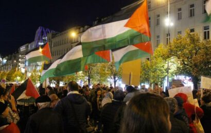 Policie kvůli nápisu na tričku prověřuje ženu z propalestinské demonstrace